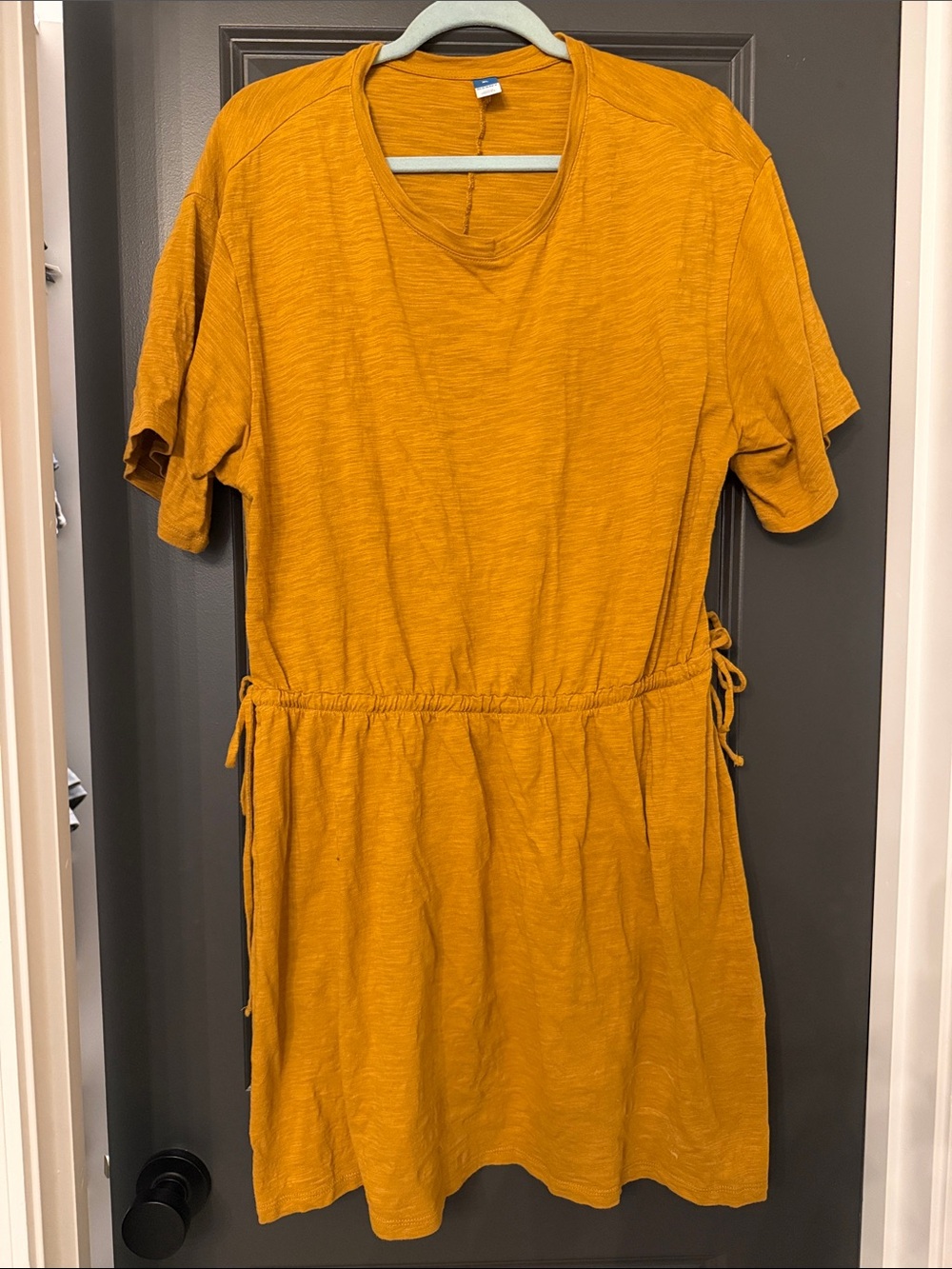 Old Navy Mustard Drawstring Waist Casual T-Shirt Dress